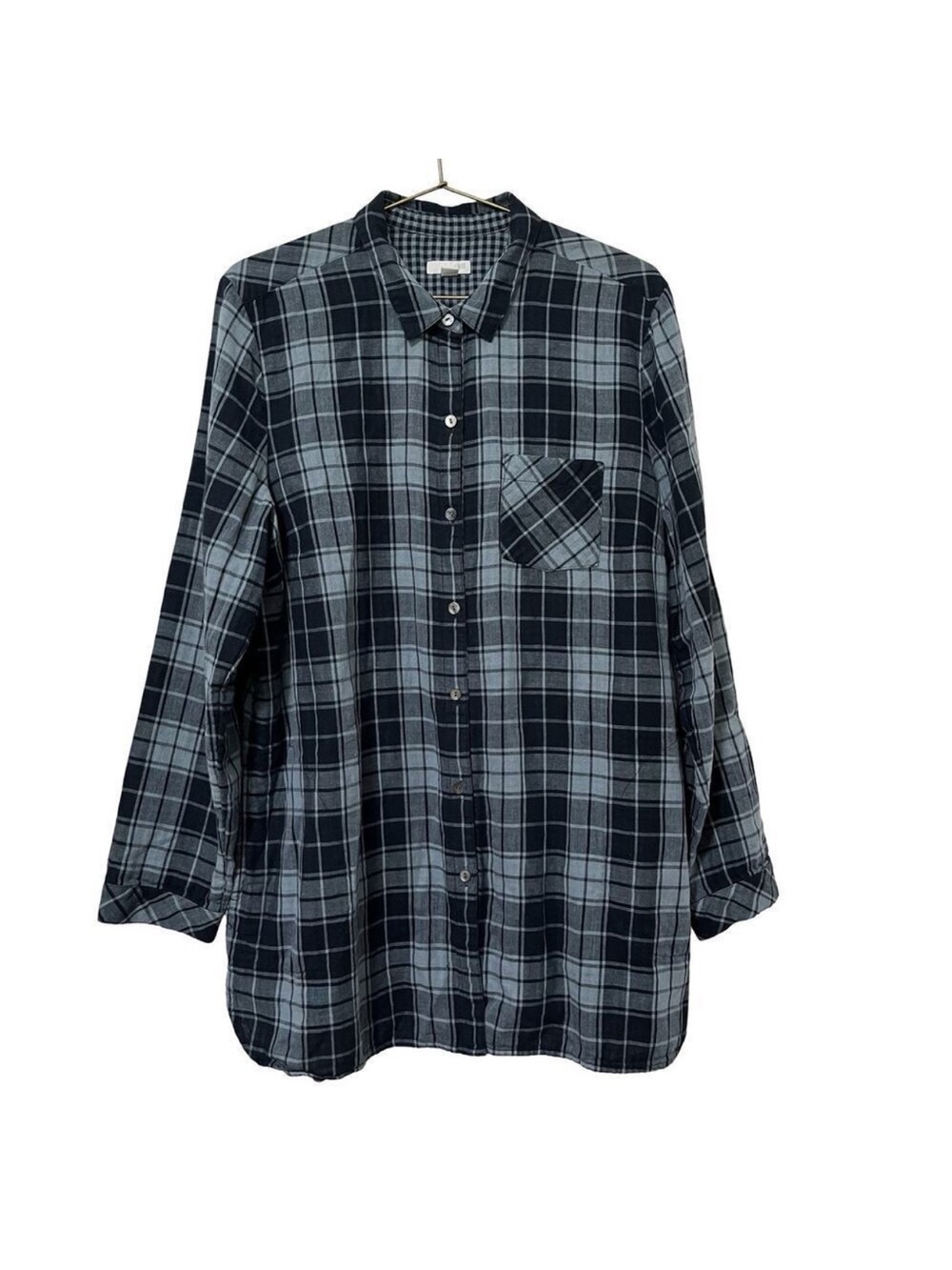 J. Jill Plaid Double Layered Woven Button-Down Shirt 100% cotton